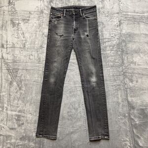 American Eagle Airflex Distressed Slim Straight Jeans Mens 30x34 Gray Denim